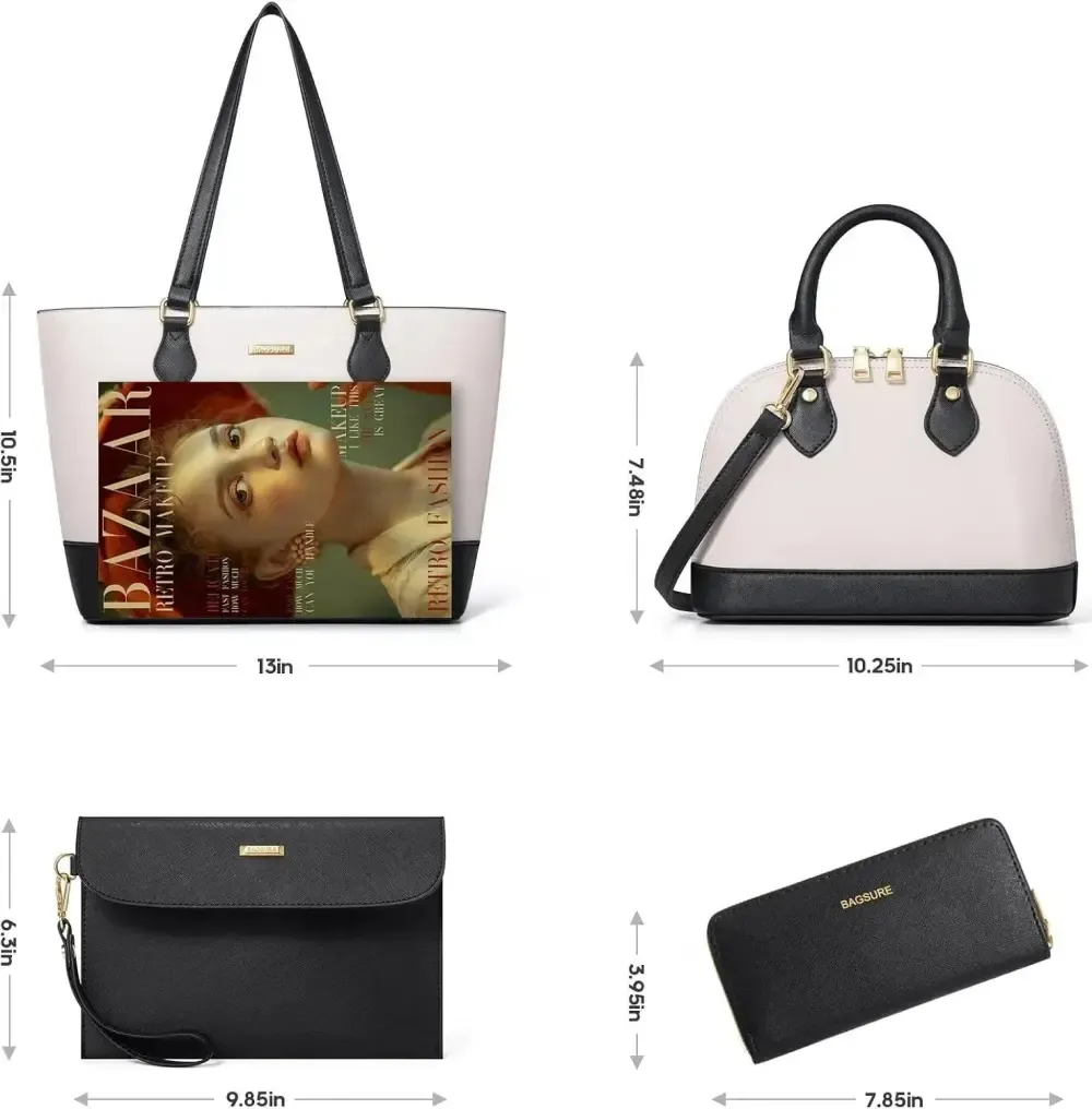 4PCS Women Fashion Handbags Purses Wallet Tote Shoulder Bags