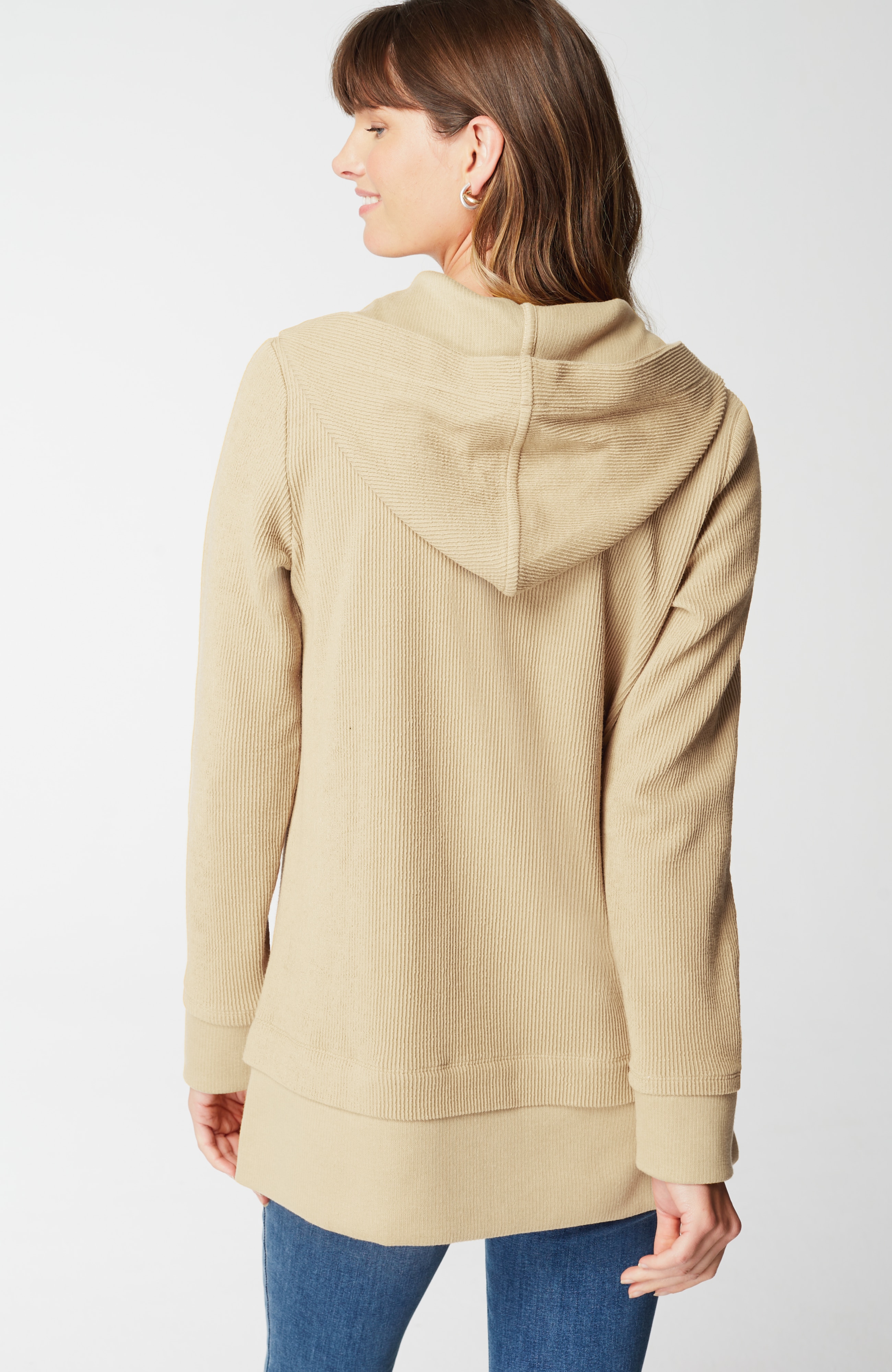 Textured-Knit Hoodie Tunic