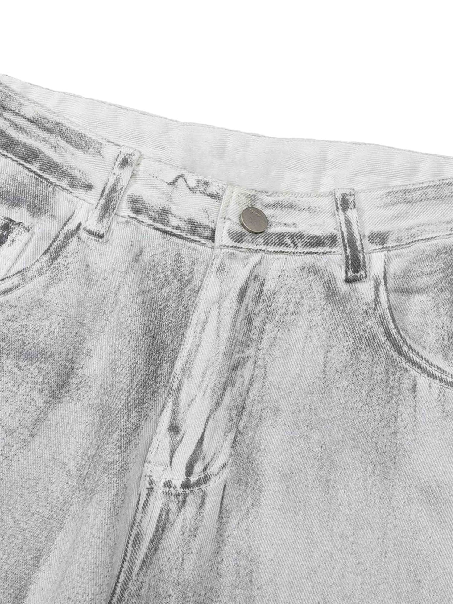 Hip Hop Aged Straight Leg Jeans - 1932