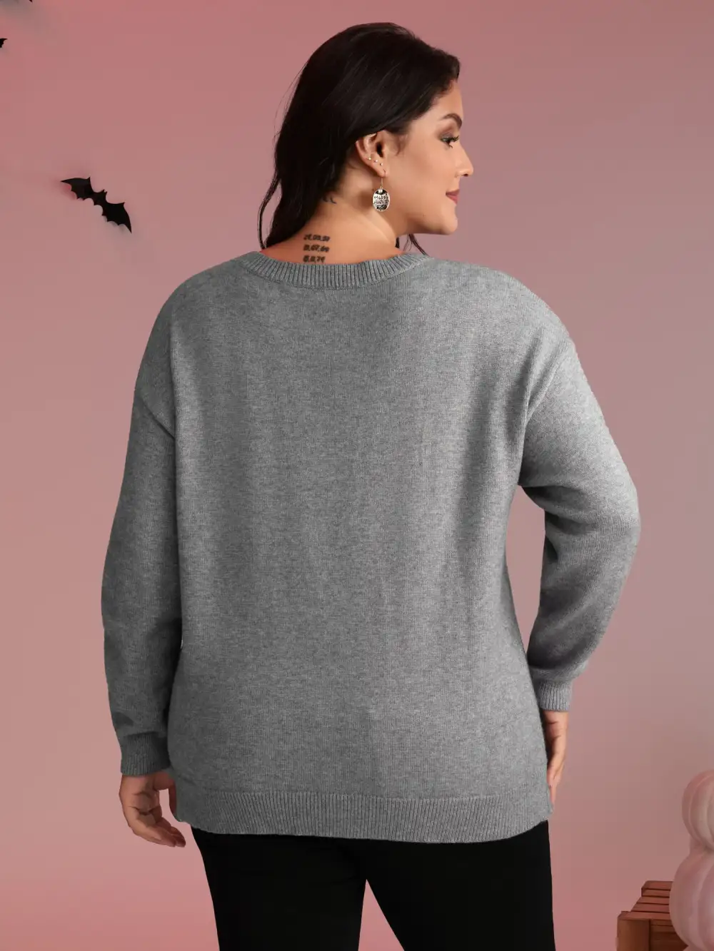 Spooky Cats Jacquard Pattern Pullover