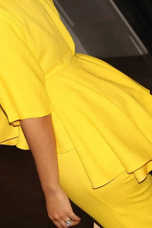 Yellow Irregular Peplum Pant Set