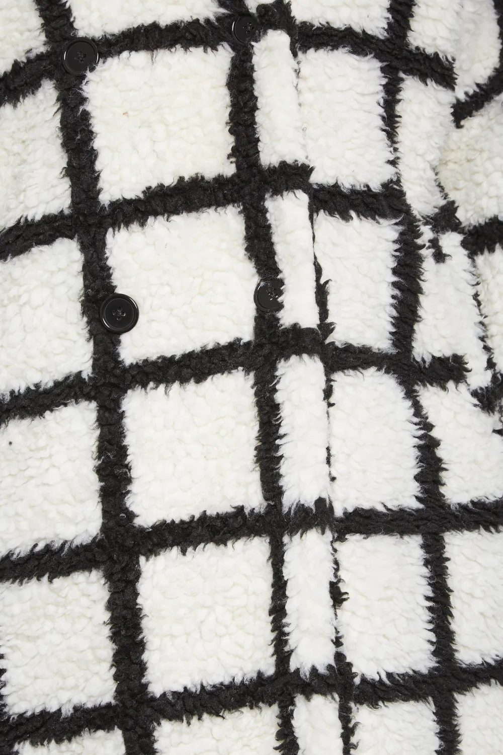 YOURS Curve White & Black Check Teddy Maxi Coat