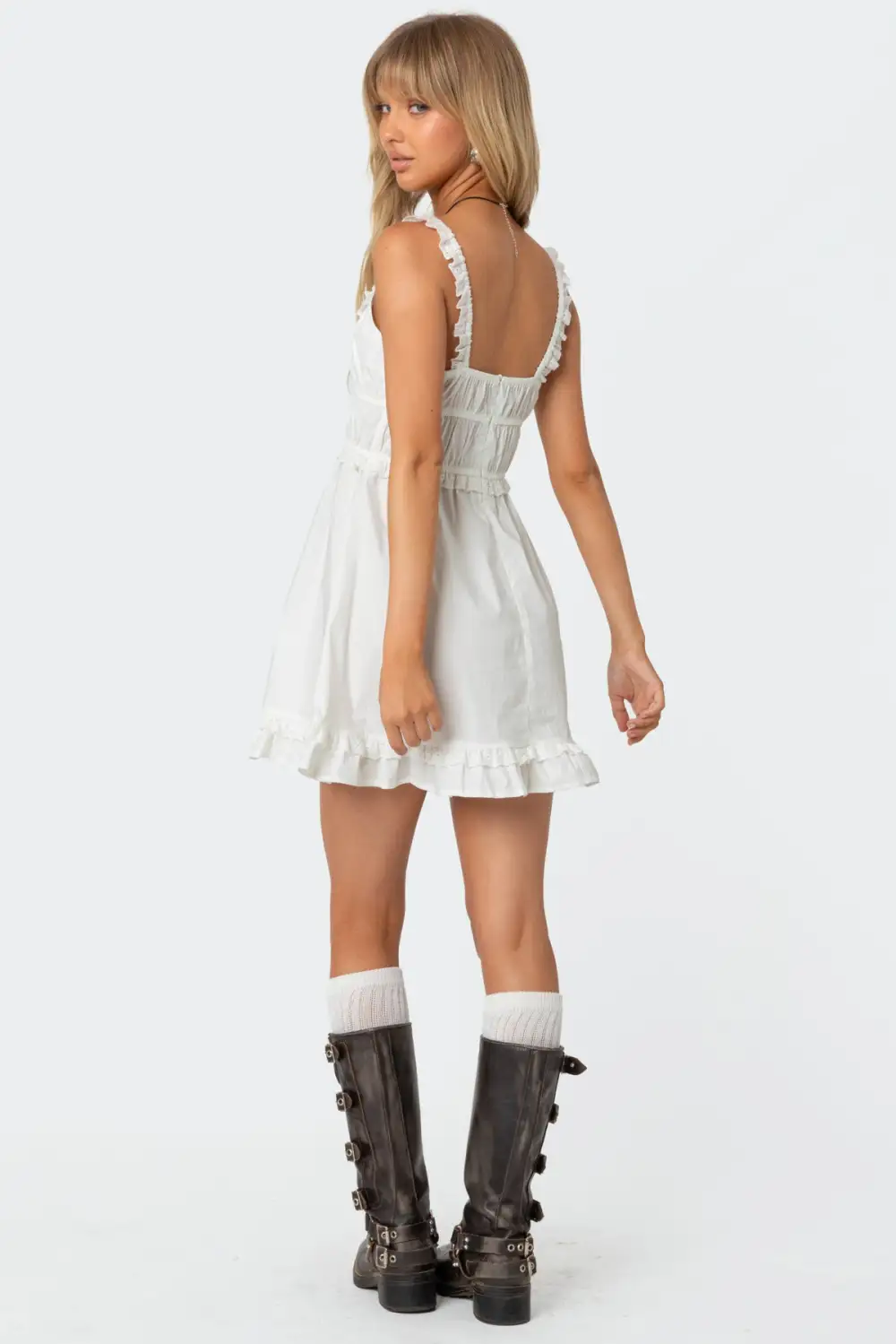 Eyelet Frill Mini Dress