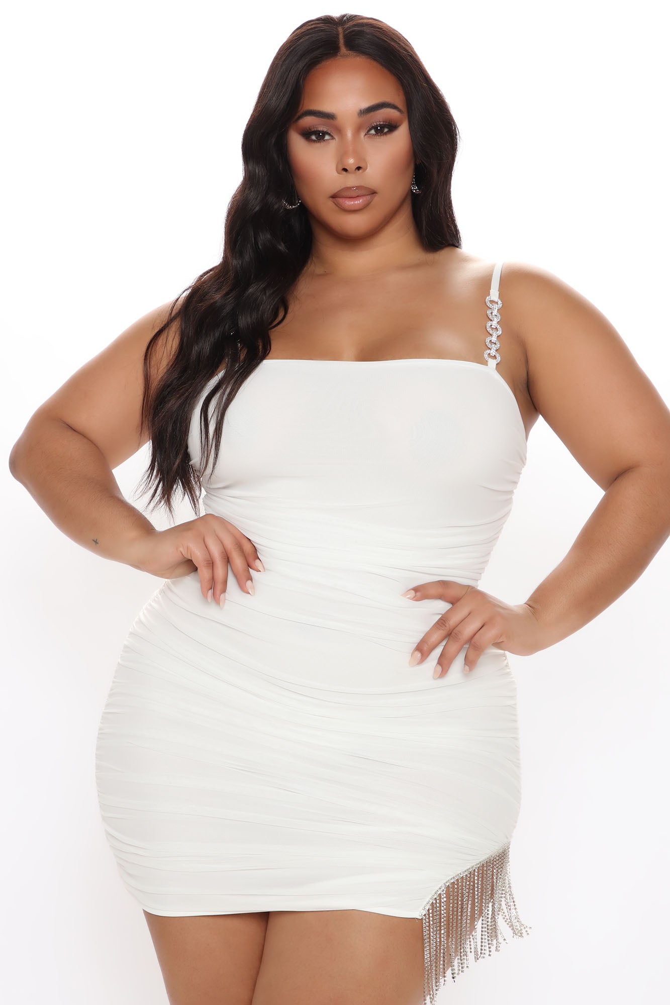 Diamond Dreams Mesh Mini Dress - White