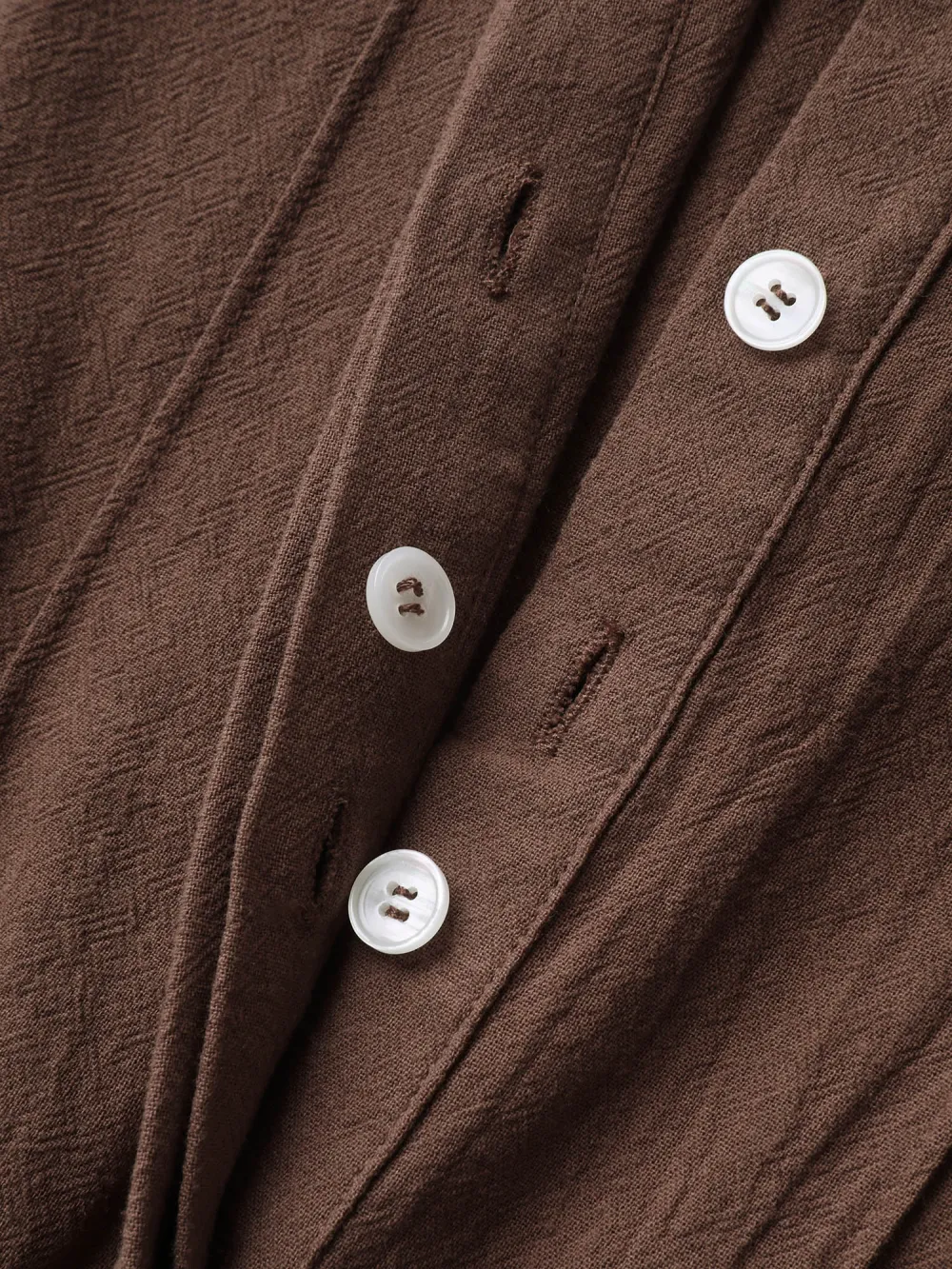 Pure Cotton Adjustable Belt Placket Midi Dress