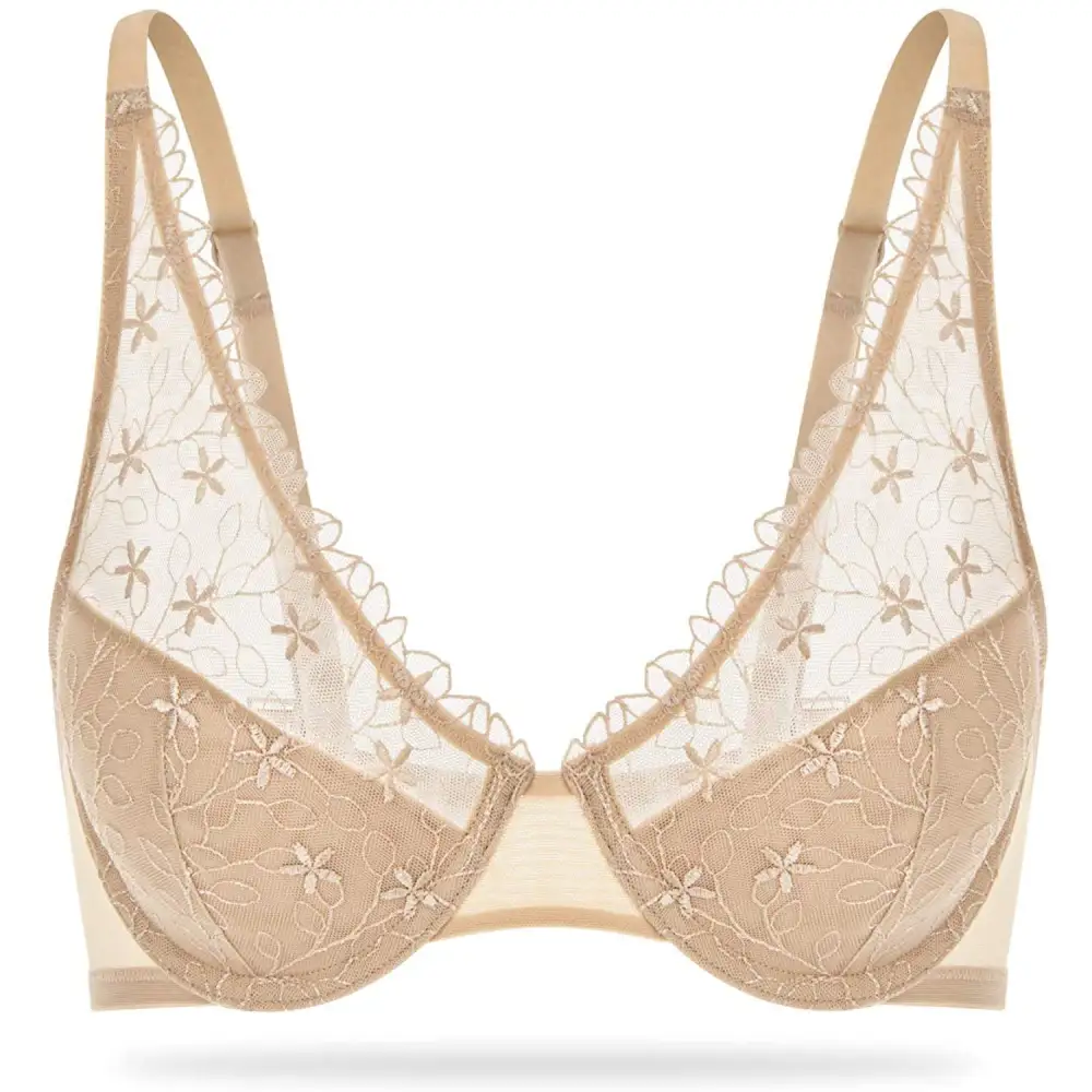Women’s Sexy Lace Padded Bra Embroidered Underwire Push Up Bra Bralette Plunge