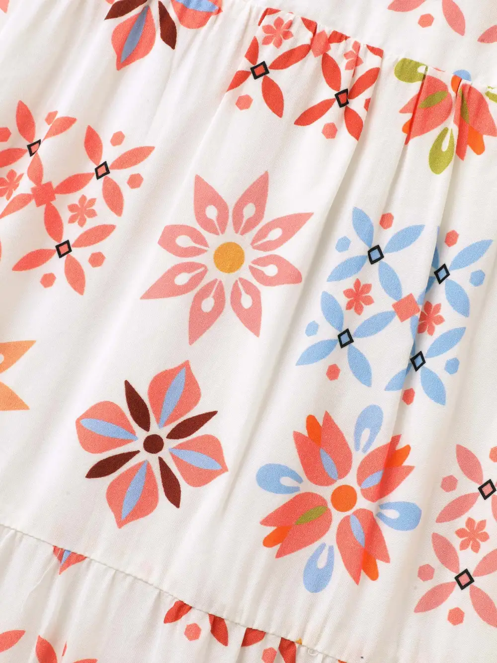 Handmade Block Print Tiered Midi Dress