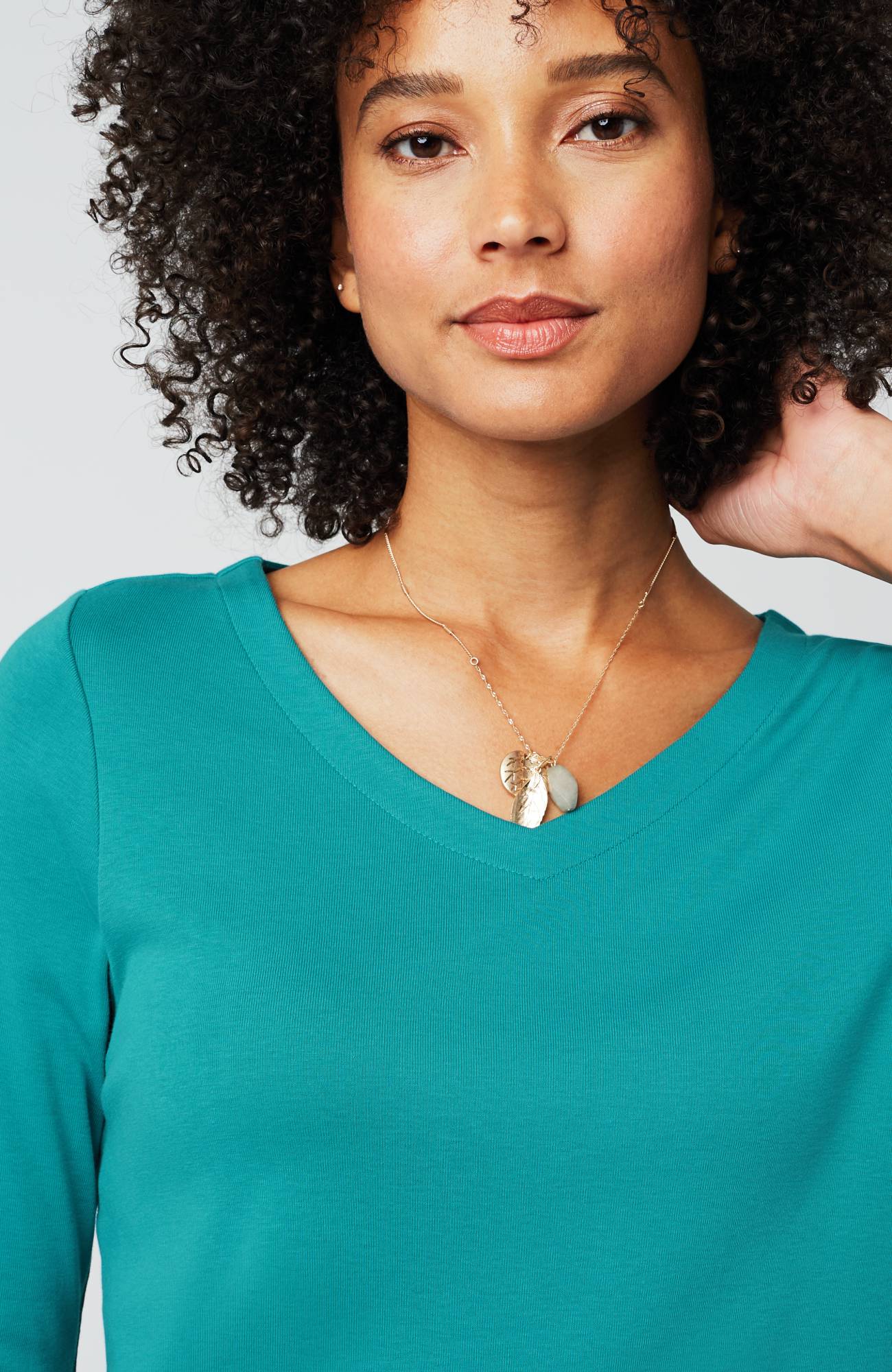 pima 3/4-sleeve v-neck tee