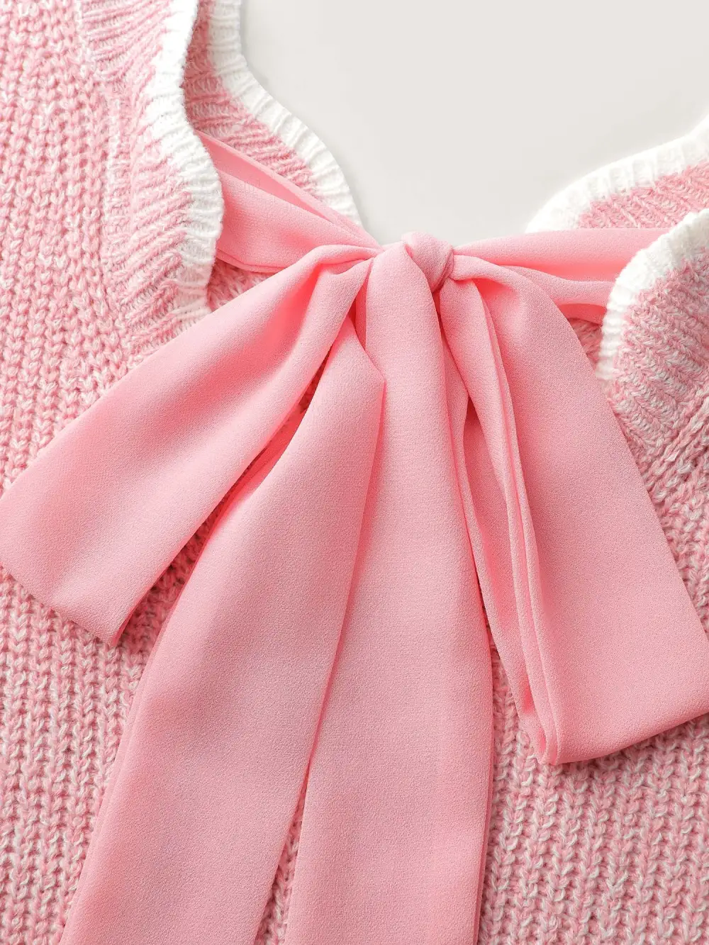 Scalloped Neckline Back-Tie Pullover