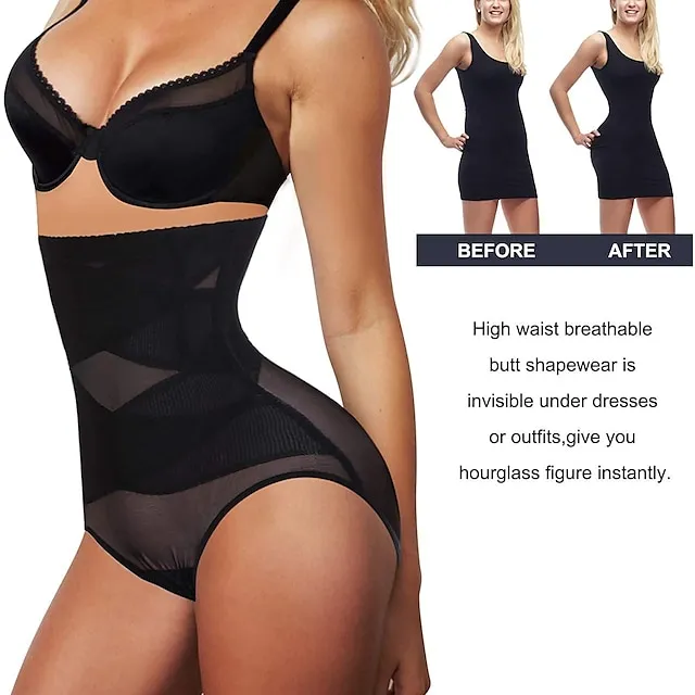 Women's Tights Shorts High Waisted Hip Lift Up Mesh Classic Regular Spring, Fall, Winter, Summer Black color