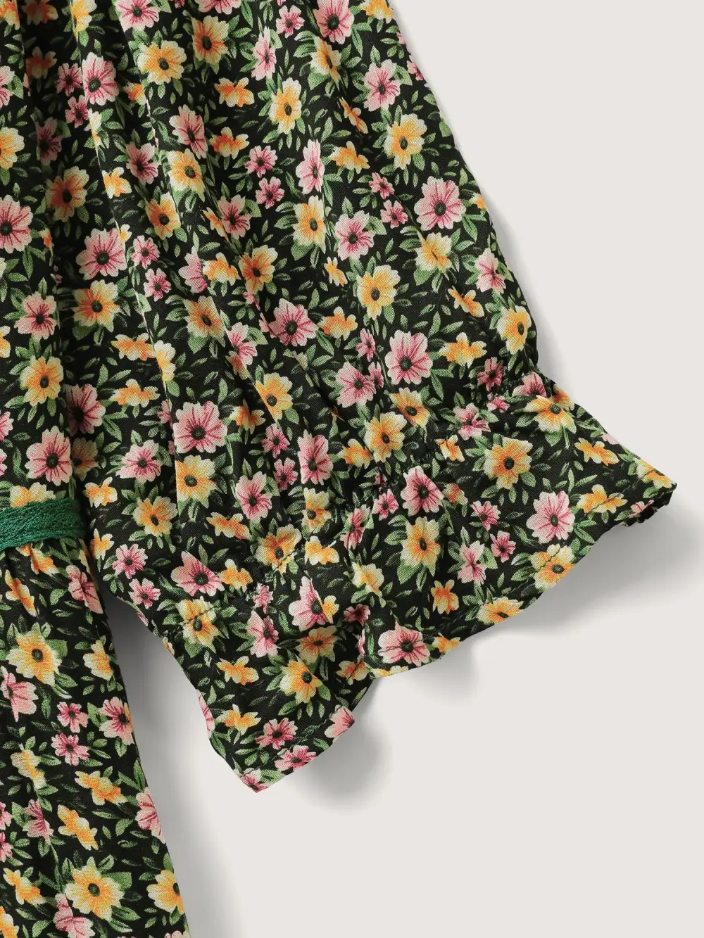 Dense Floral Print Stretchy Waist Maxi Dress