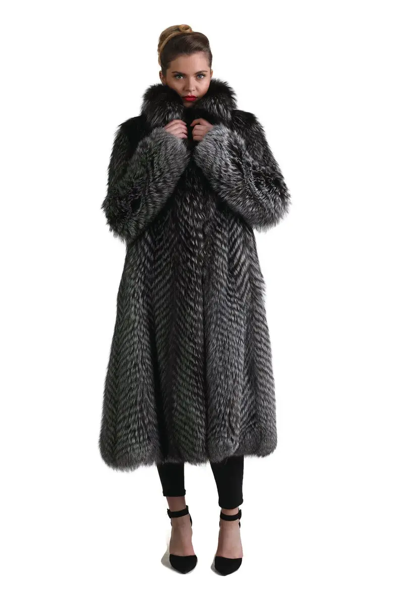 Silver Fox Fur Full Length Jacket