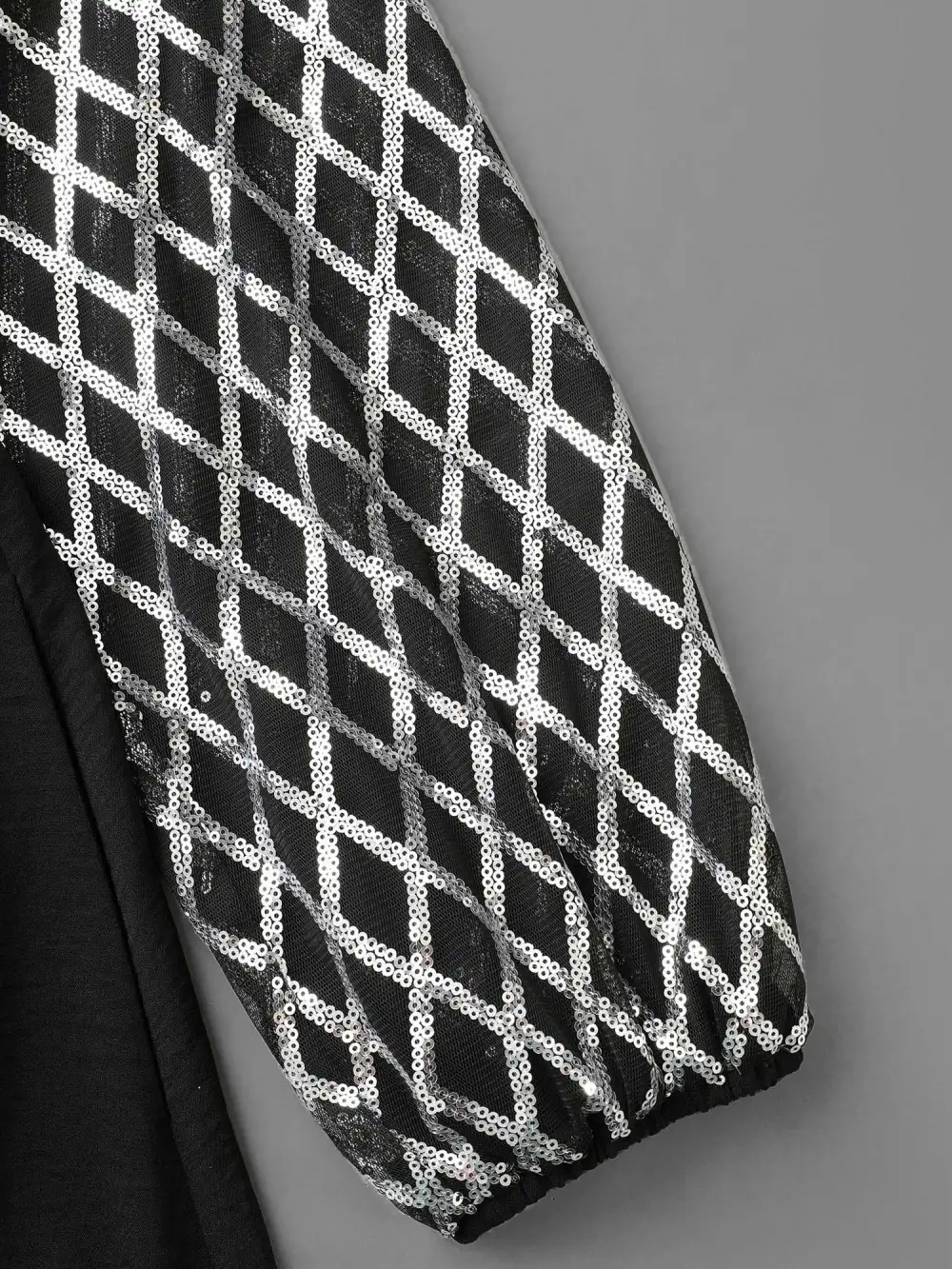 Texture Sequin Mesh Patchwork Belted Dress