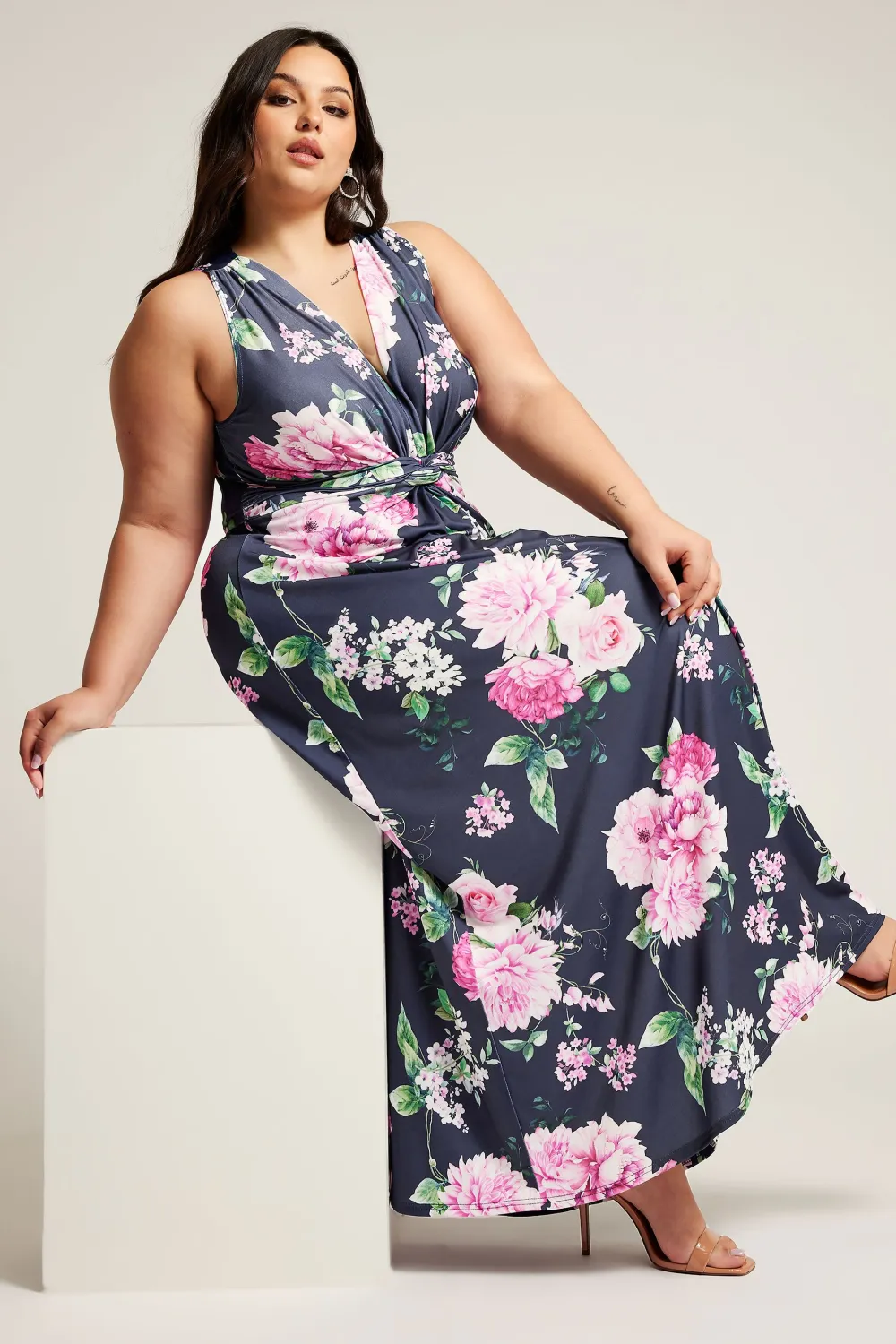 YOURS LONDON Curve Black Abstract Print Maxi Dress