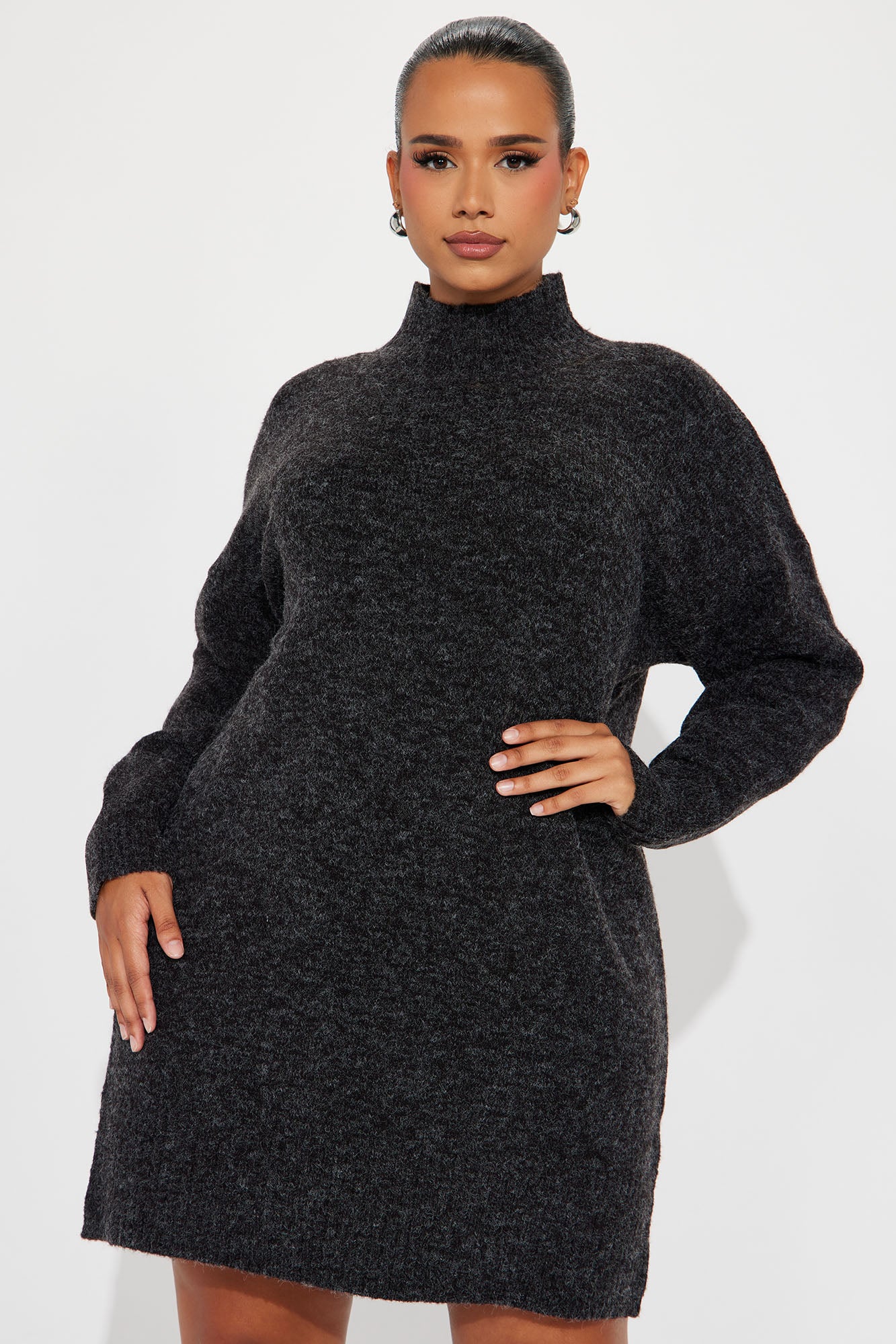 Manhattan Sweater Mini Dress - Charcoal