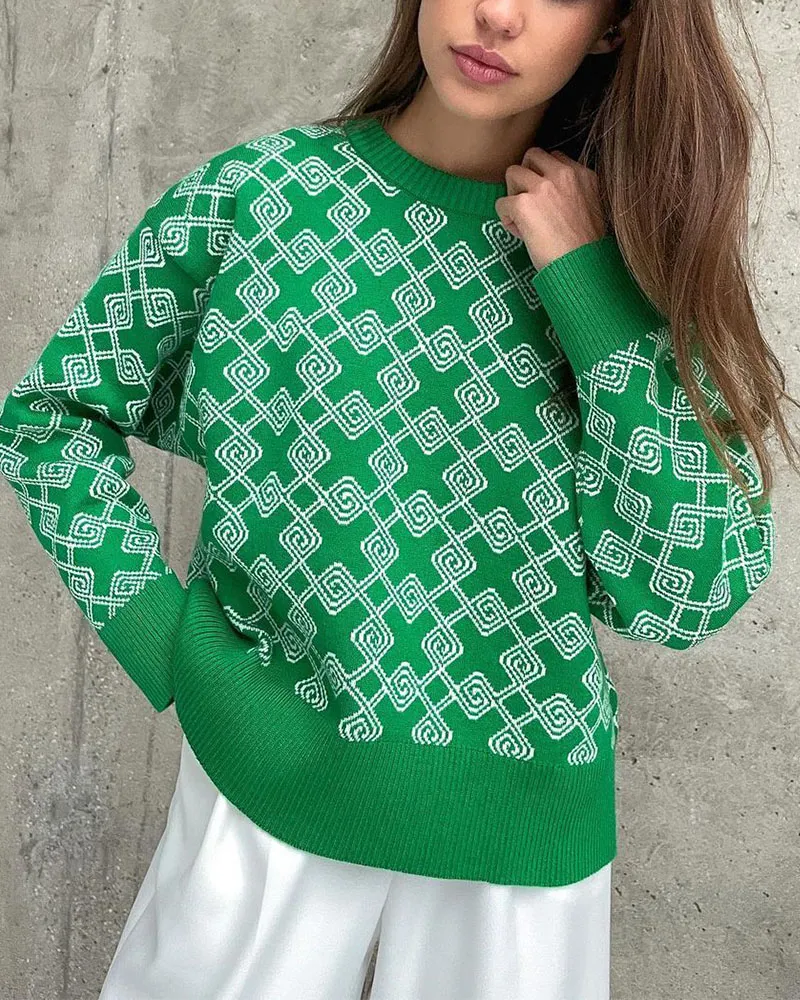 Chic on-trend jacquard sweater
