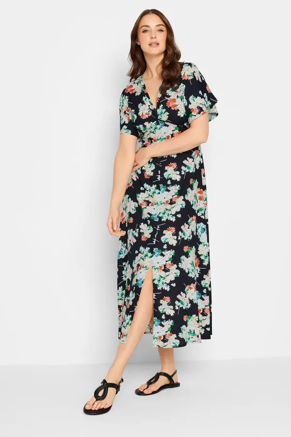 LTS Tall Yellow Floral Print Split Front Midaxi Dress