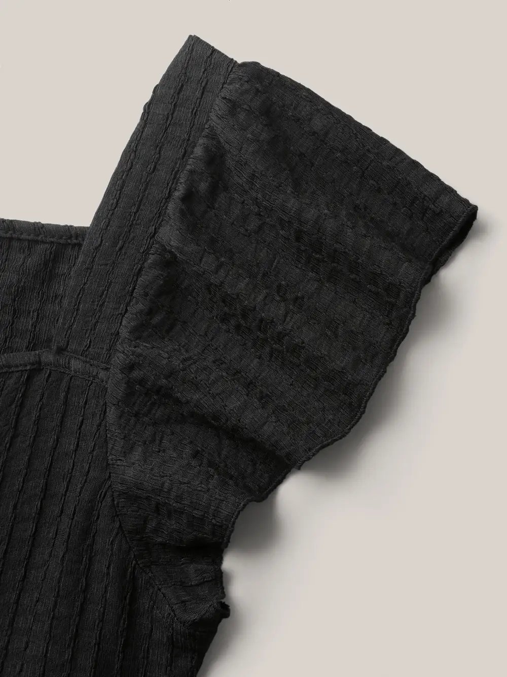 Textured Shape Button Flutter Sleeve Blouse