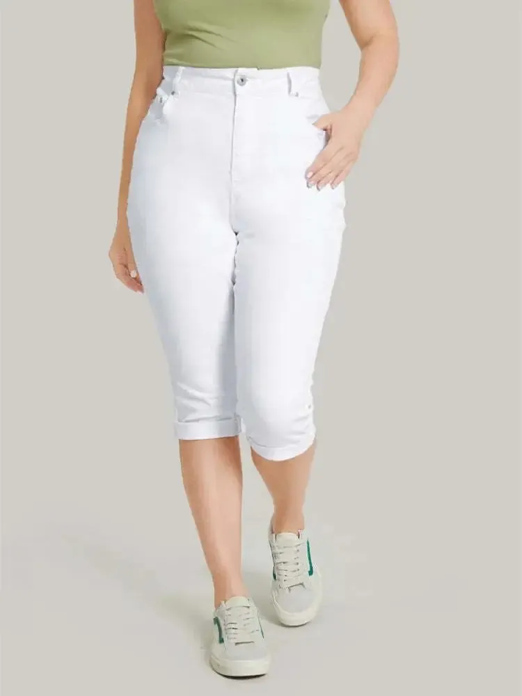 5 Packs-Very Stretchy High Rise Dark Wash Cropped Jeans