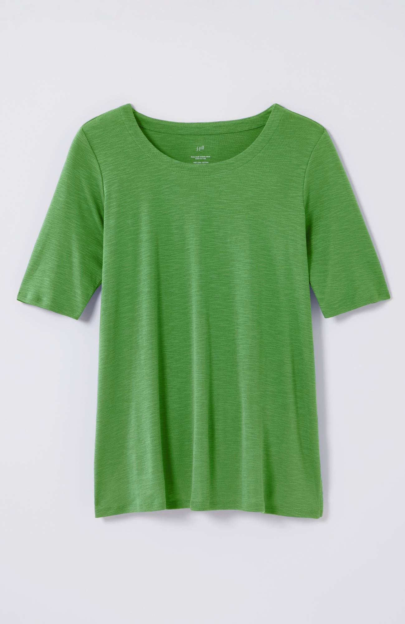 pima-slub scoop-neck side-slit tee