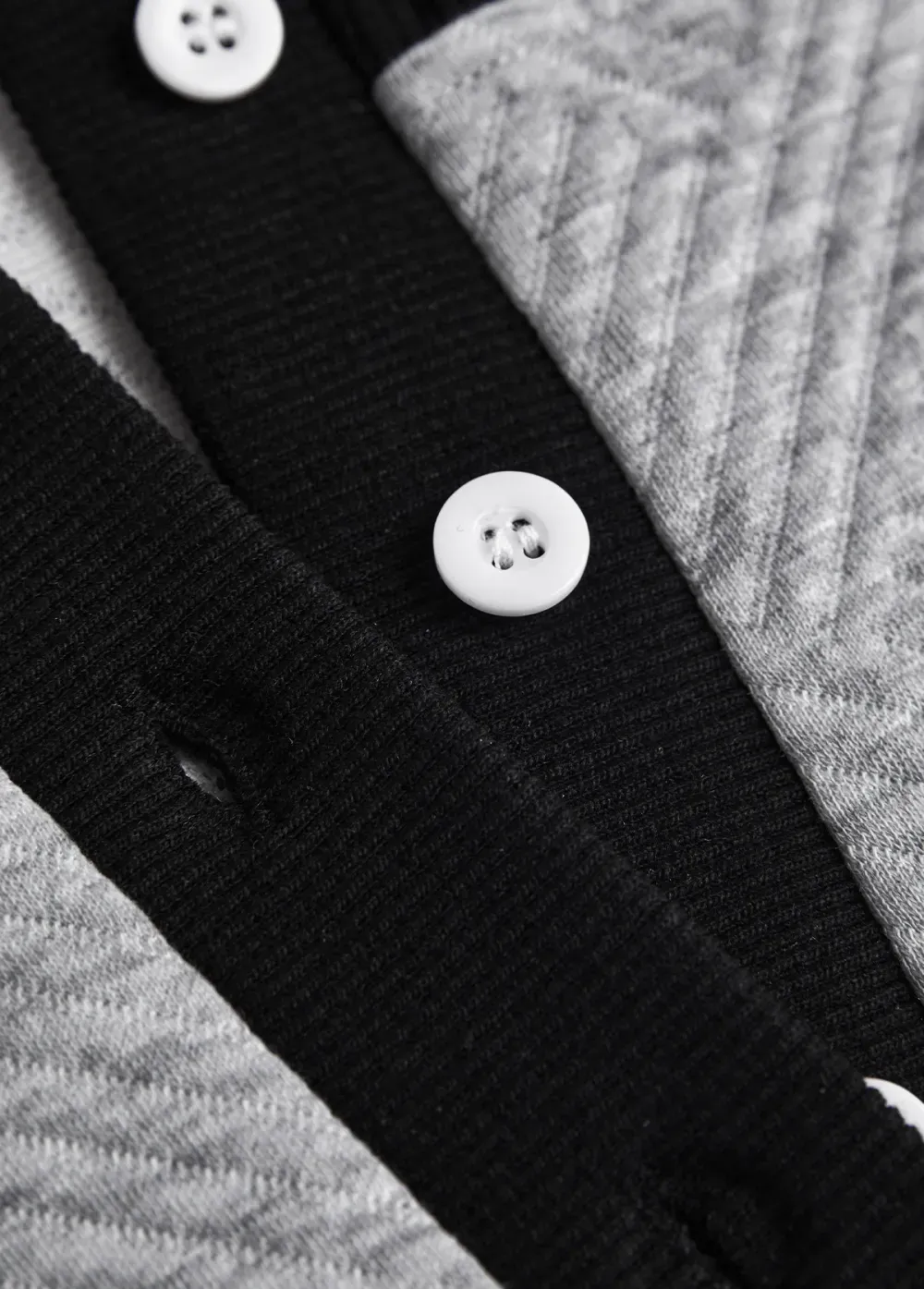 Light Grey Button Long Sleeve Split Neck Sweatshirt