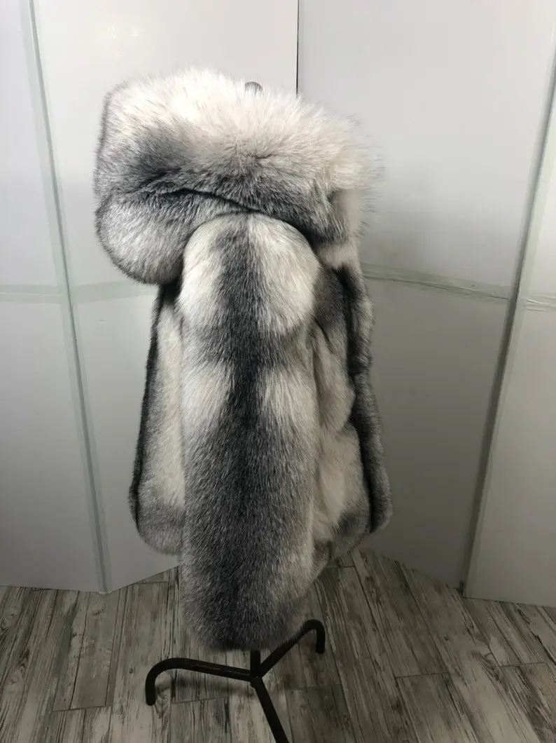 Platinum Fox Fur Coat Women's