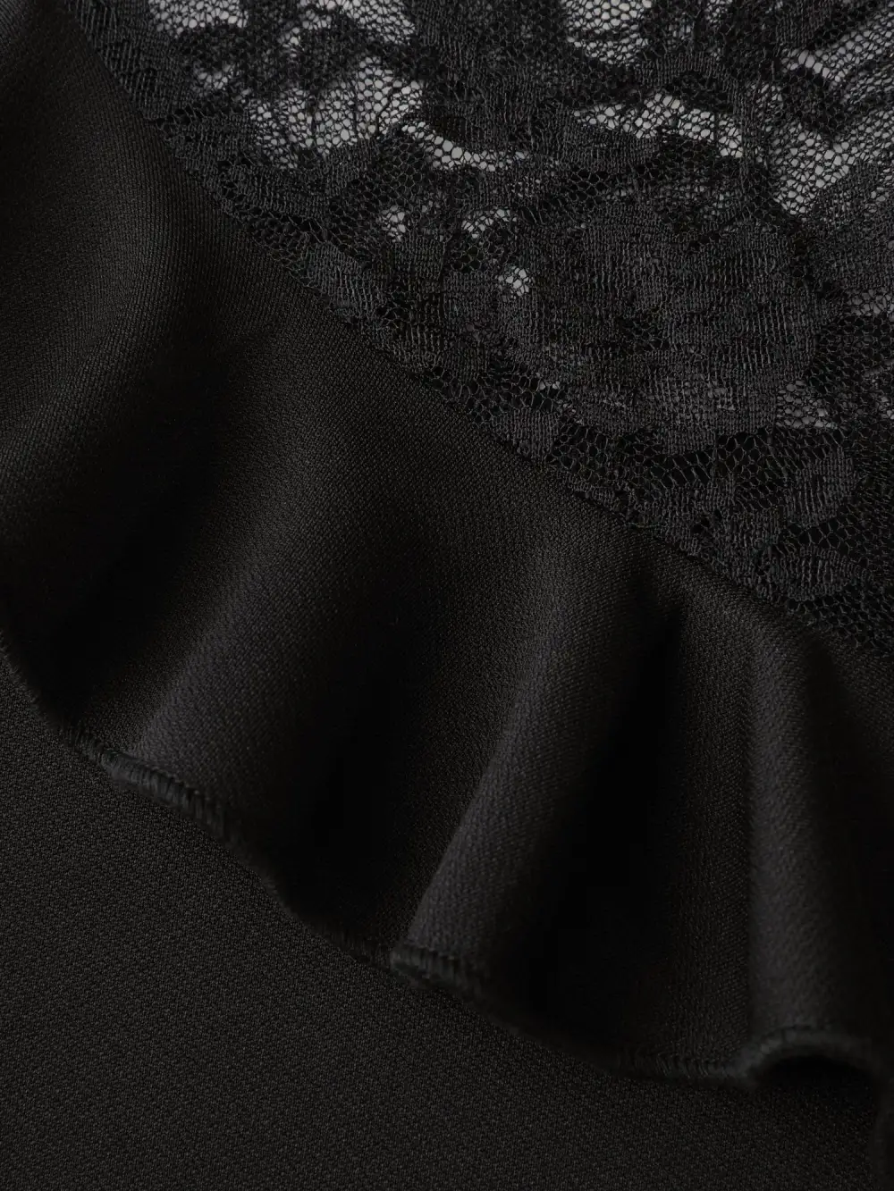 Lace Trim Ruffled Sheer Stretchy Party Dress