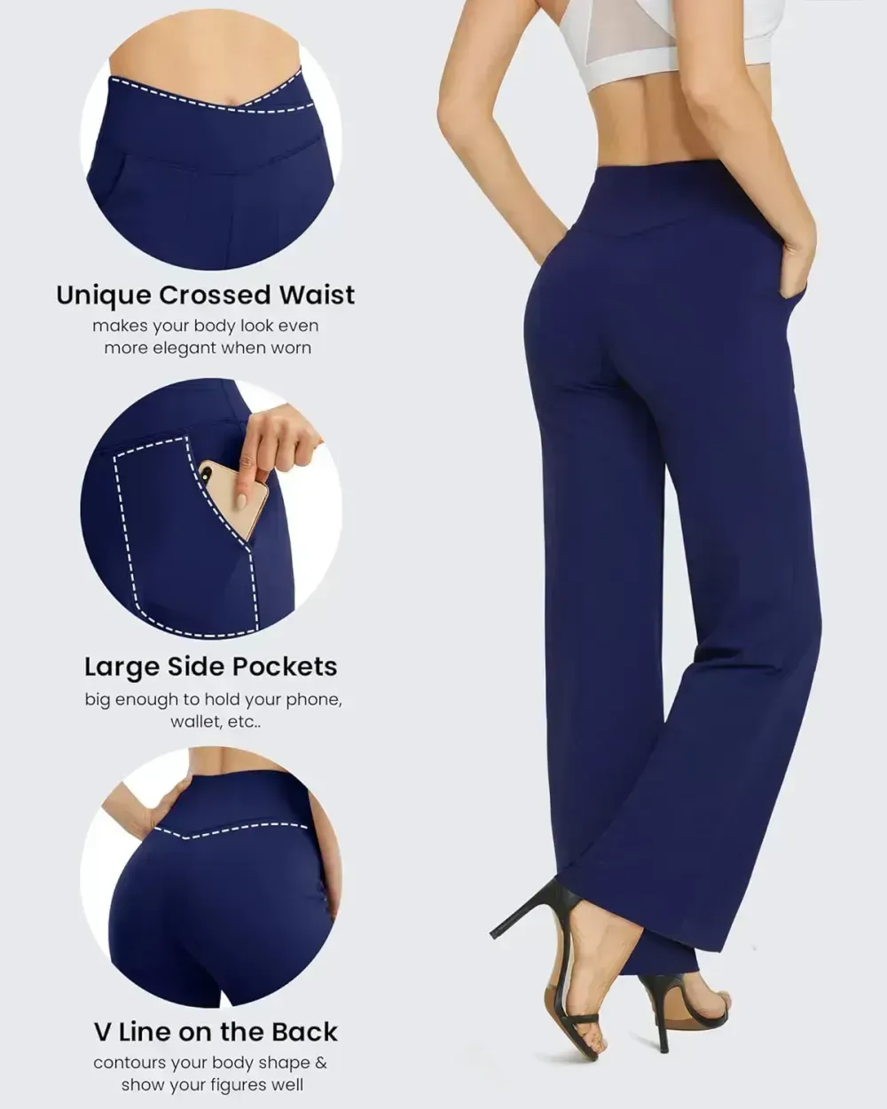 G4Free Wide Leg Pants for Women Loose Yoga Pants with Pockets Petite/Regular/Tall Stretch Casual Lounge Pants