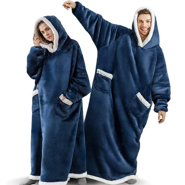 Oversized Wearable Blanket Christmas Flannel Thick Soft Warm Long Hoodie Blanket Big Hooded Sweatshirt Hoodie Blanket for Adults Women Girls Teenagers Teens Men Black