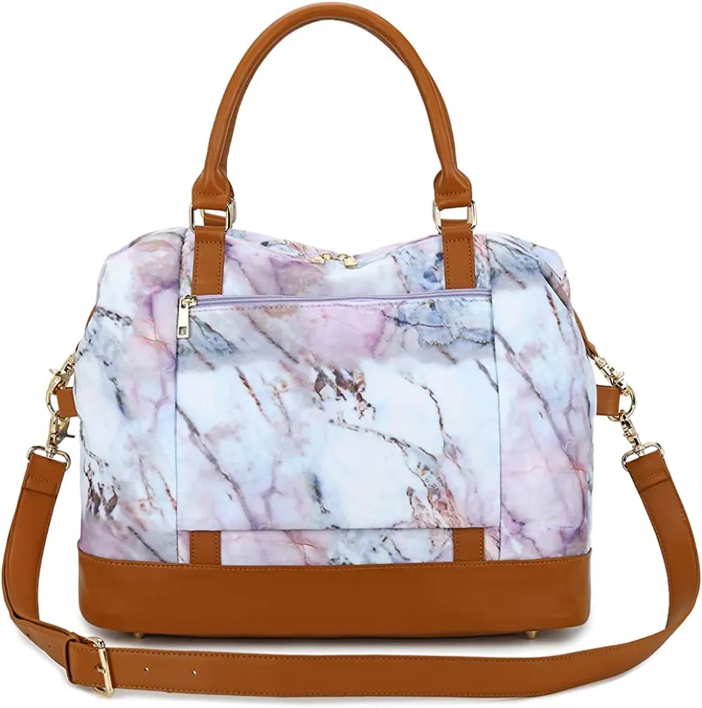 Ladies Canvas Weekender Bag Overnight Carry-on Tote Duffel in Trolley Handle