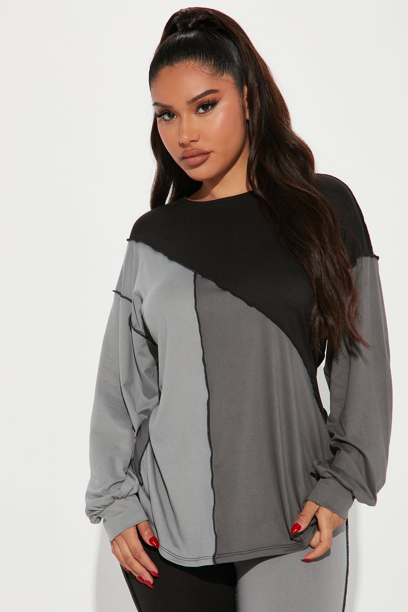 No Drama Colorblock Legging Set - Grey/combo