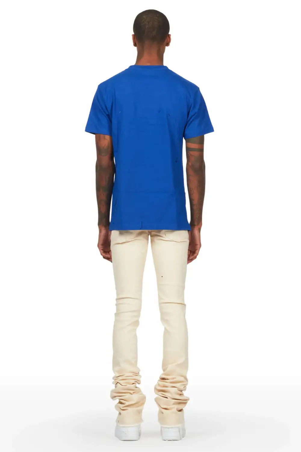 Fraust Royal T-Shirt & Josiah Beige Super Stacked Flare Jean Bundle