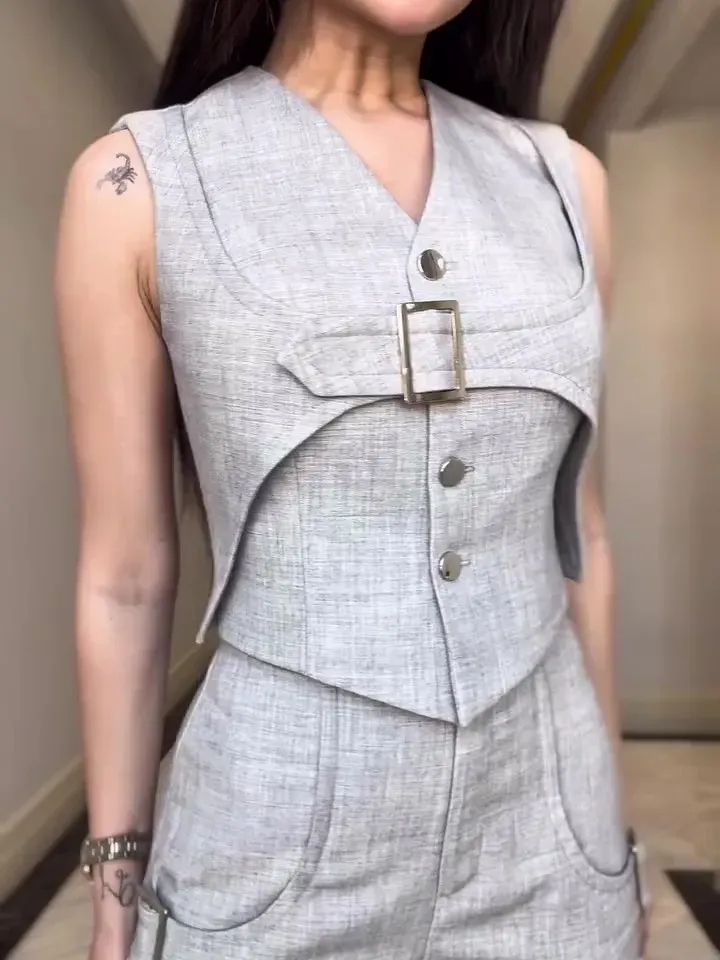 Elegant Sleeveless Vest & Pants Set
