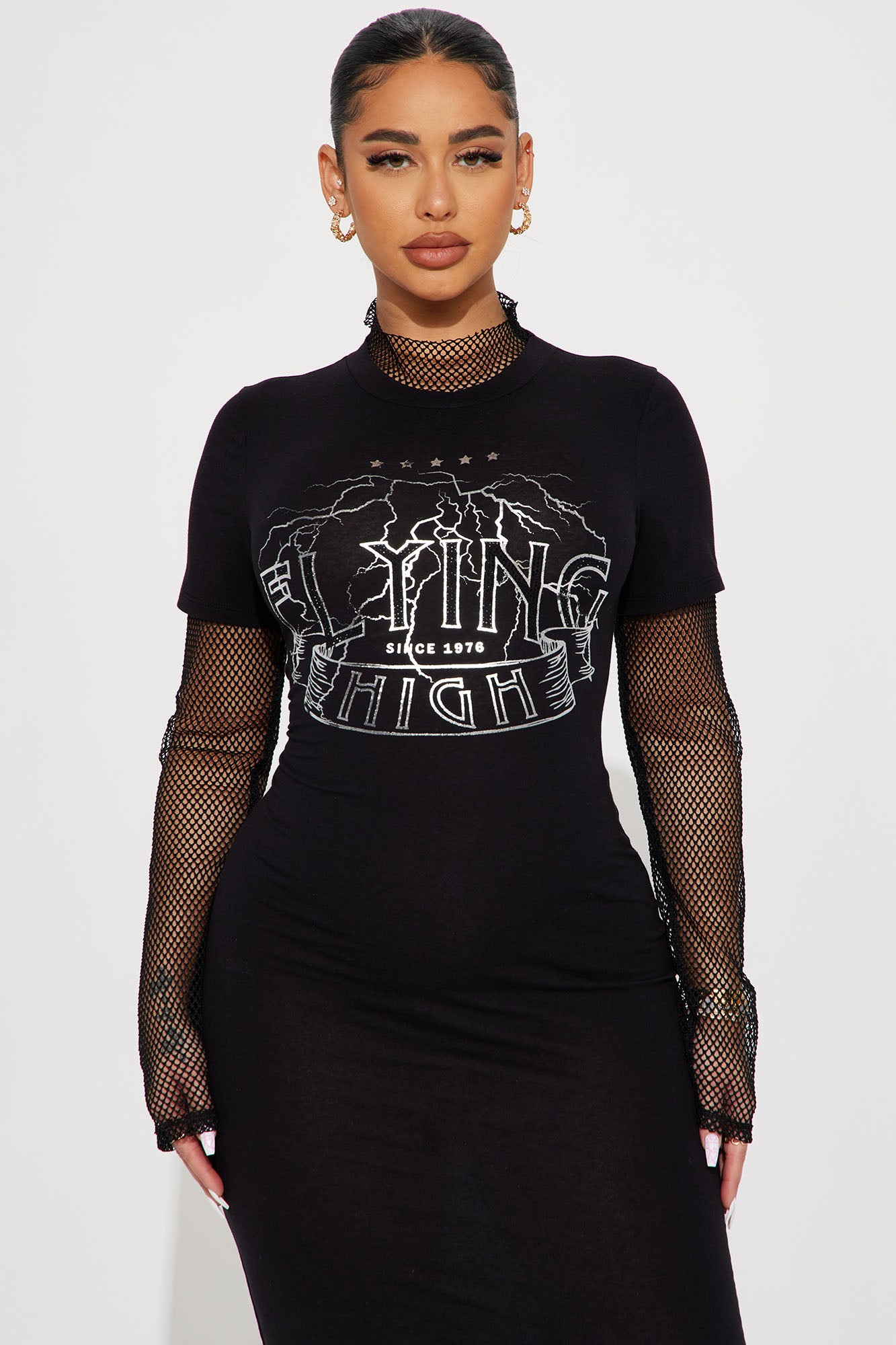 Flying High Maxi Dress - Black/Silver