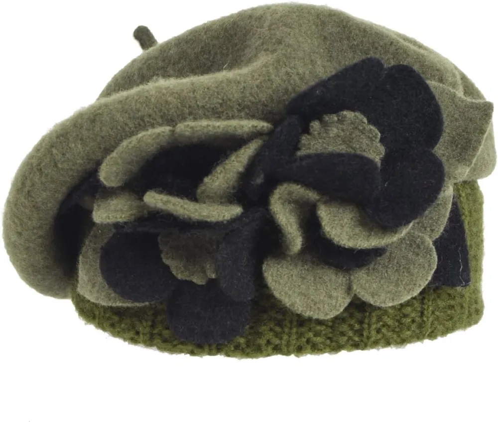 Lady French Beret 100% Wool Beret Floral Dress Beanie Winter Hat