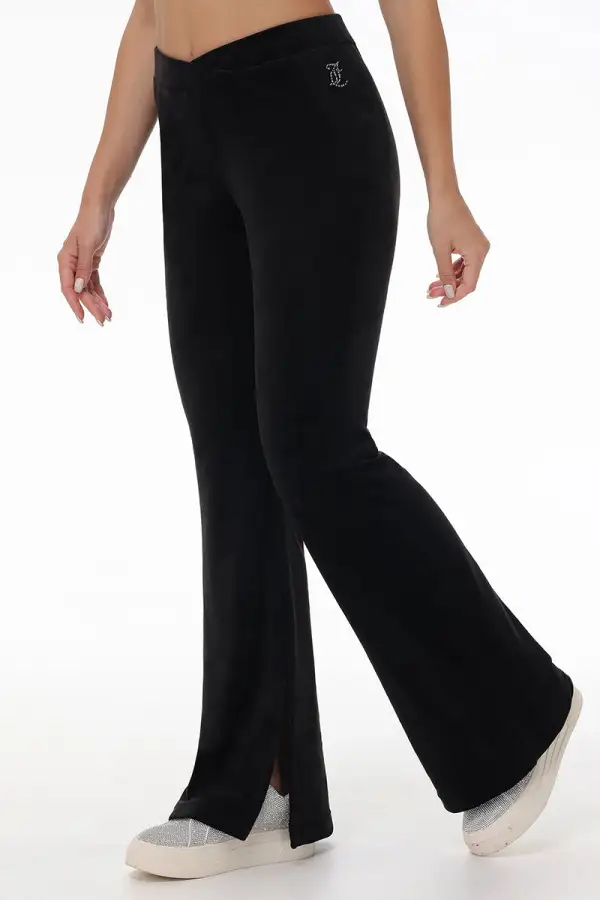 Velour Flare Pant With Slit