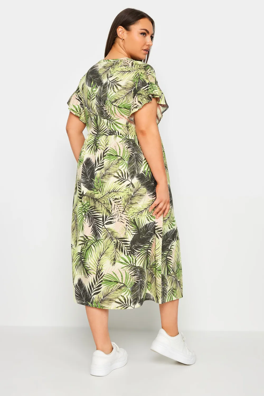 YOURS Curve Black Pure Cotton Frill Sleeve Midaxi Dress