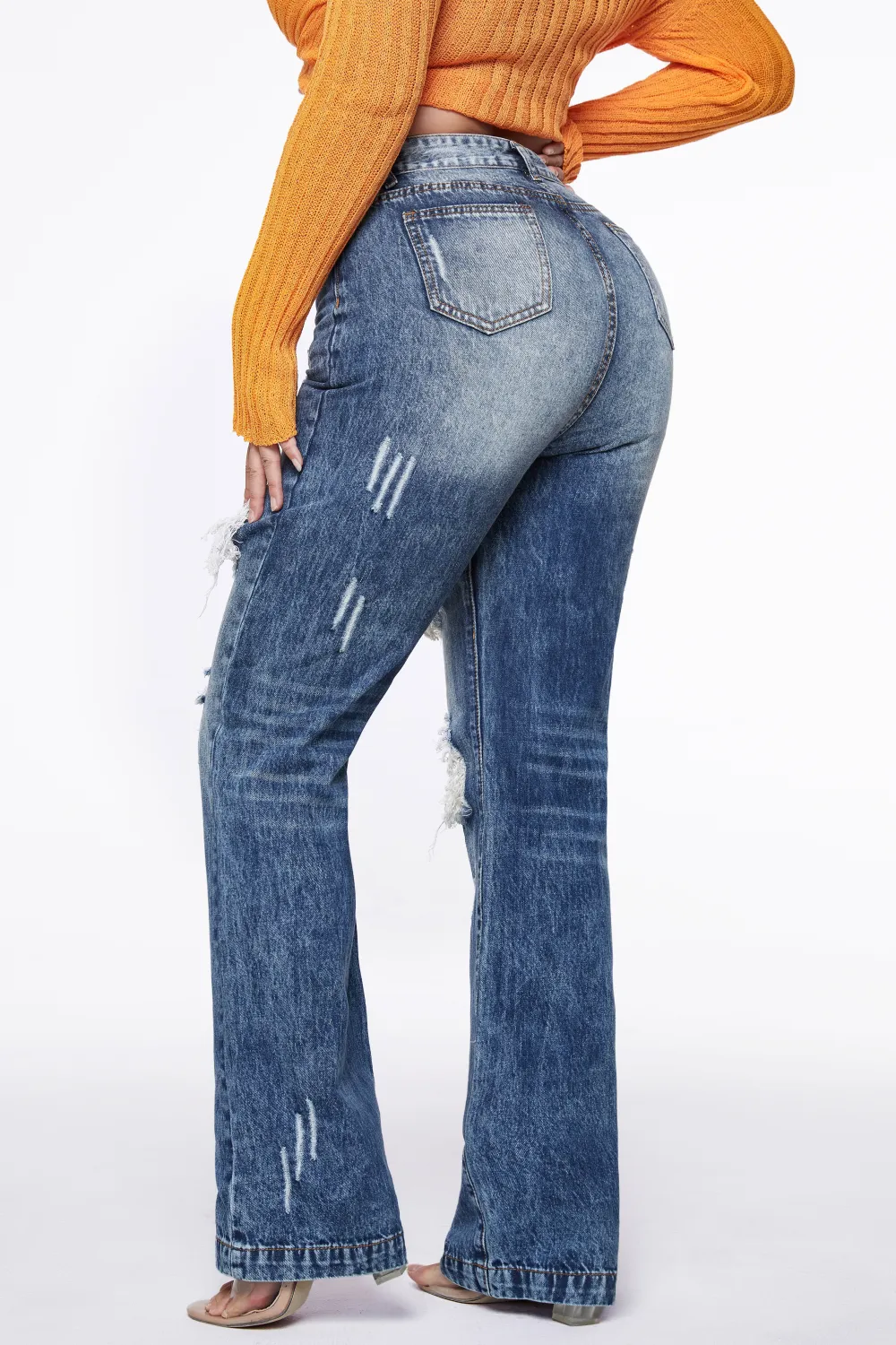 90s Vintage Thigh Distressed Baggy Jeans