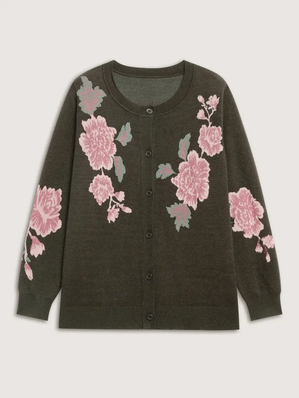 Supersoft Floral Print Button-Down Knit Cardigan
