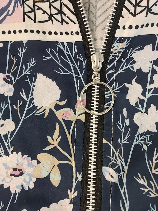 Women's Shirt Blouse Tunic Pink Floral Bohemian Zipper Flowing tunic Half Sleeve Daily Holiday Boho Streetwear Casual V Neck Regular Floral Boho S