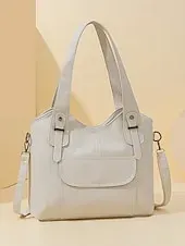 Women's Vintage Brown Faux Leather Tote Bag with Dual Handles and Adjustable Crossbody Strap – Spacious and Stylish for Everyday Use