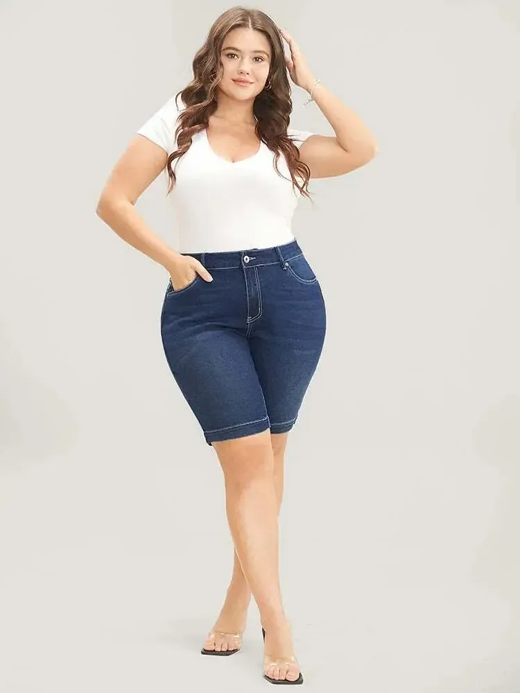 4 Pack Very Stretchy High Rise Dark Wash Denim Shorts