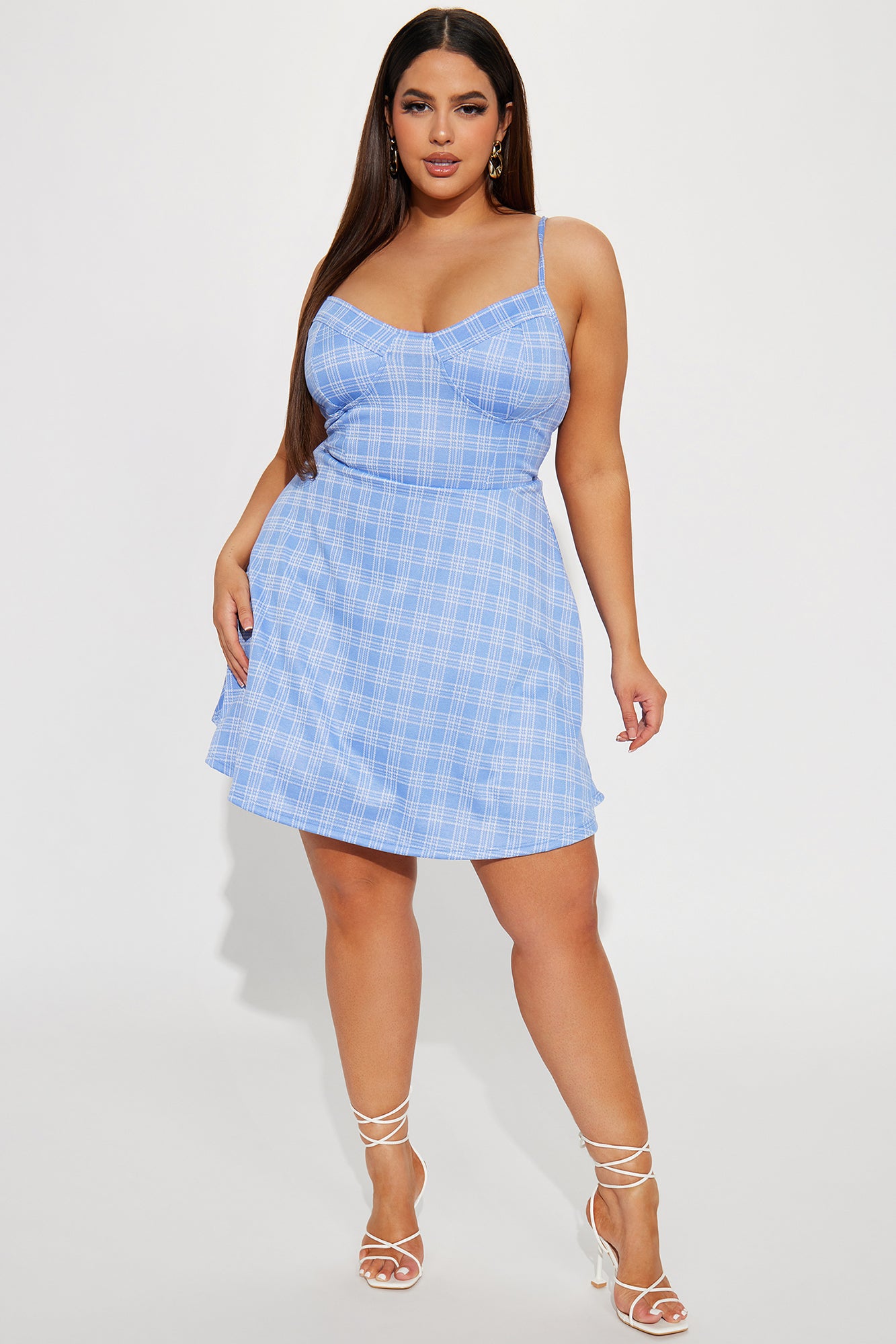 Caroline Plaid Mini Dress - Blue