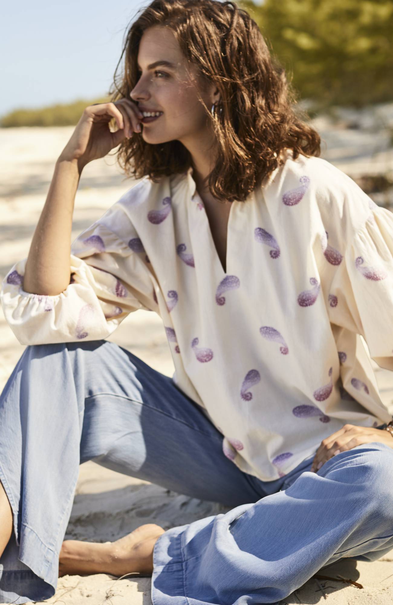 Oversized Split-Neck Top