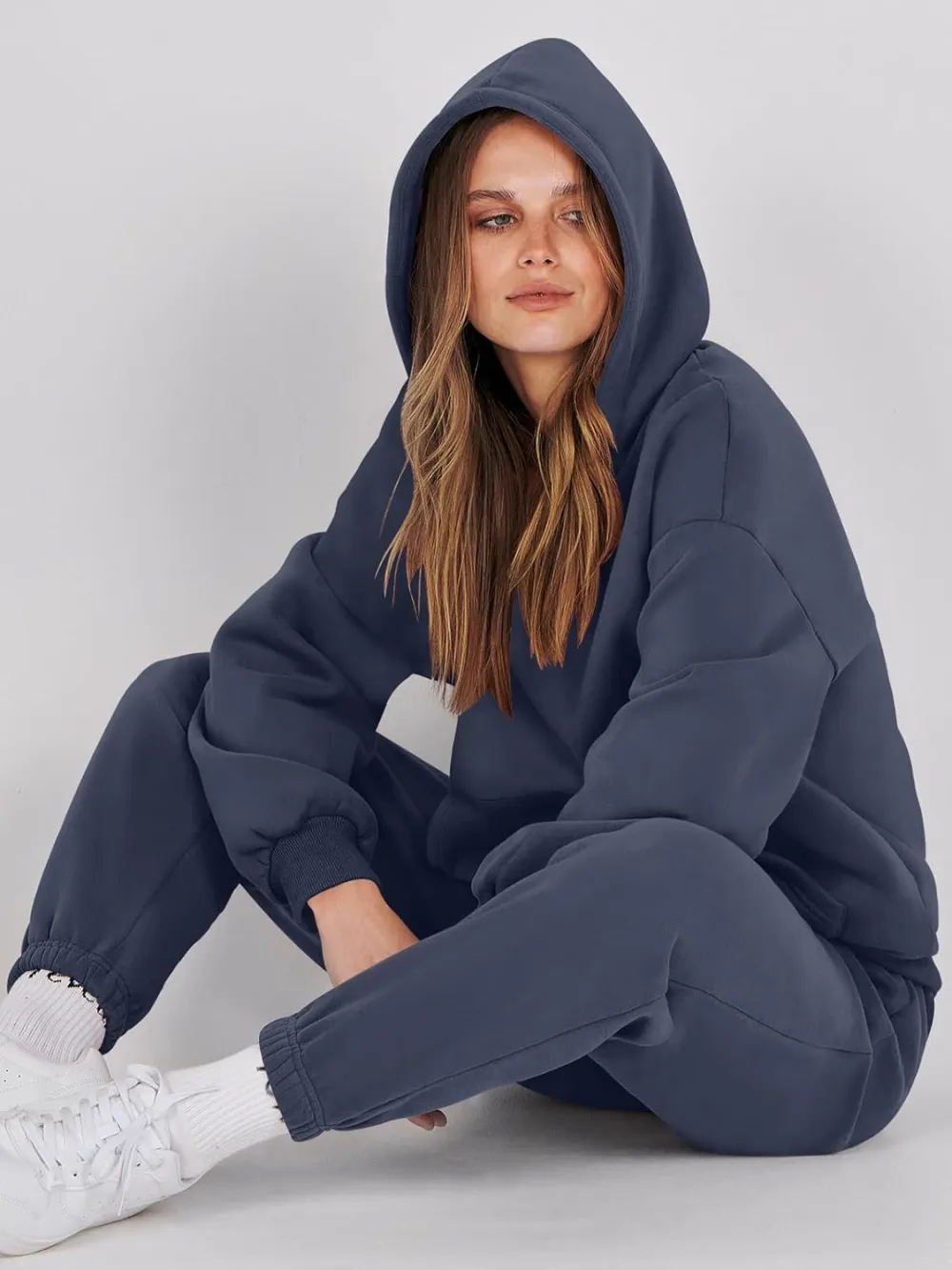 (Clearance Sale $1.99⚡) 2024 Women's Fall Oversized Casual Hoodie Two Piece Sweatshirt Jogging Pants Sweatshirt Set