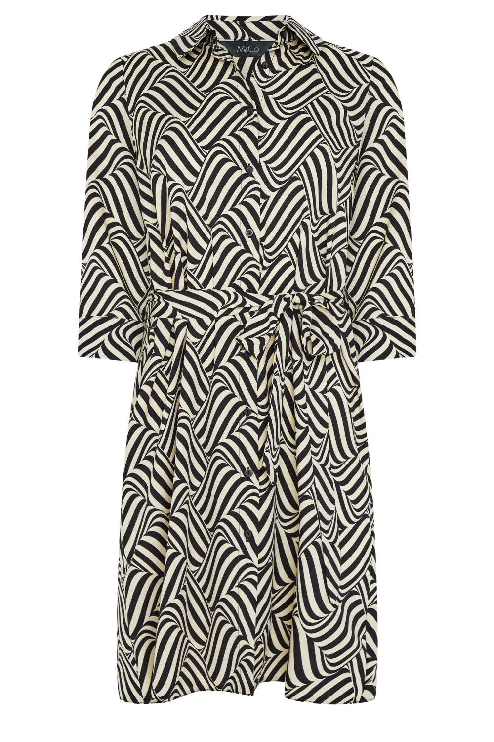 M&Co White Floral Print Tie Tunic Shirt Dress