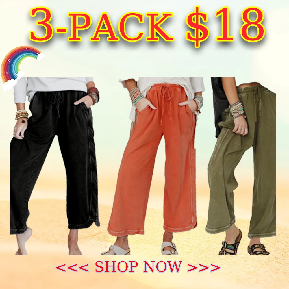 Women's High Waist Wide Leg Sweatpants – Acid Wash Baggy Palazzo Pants with Pockets