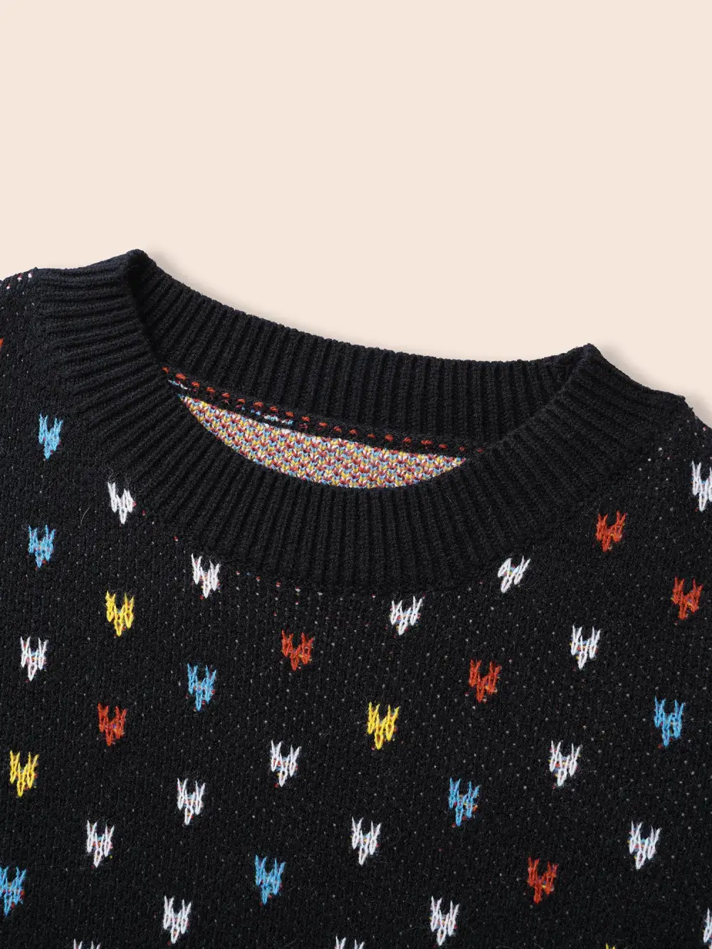 Polka Dot Texture Split Hem Pullover