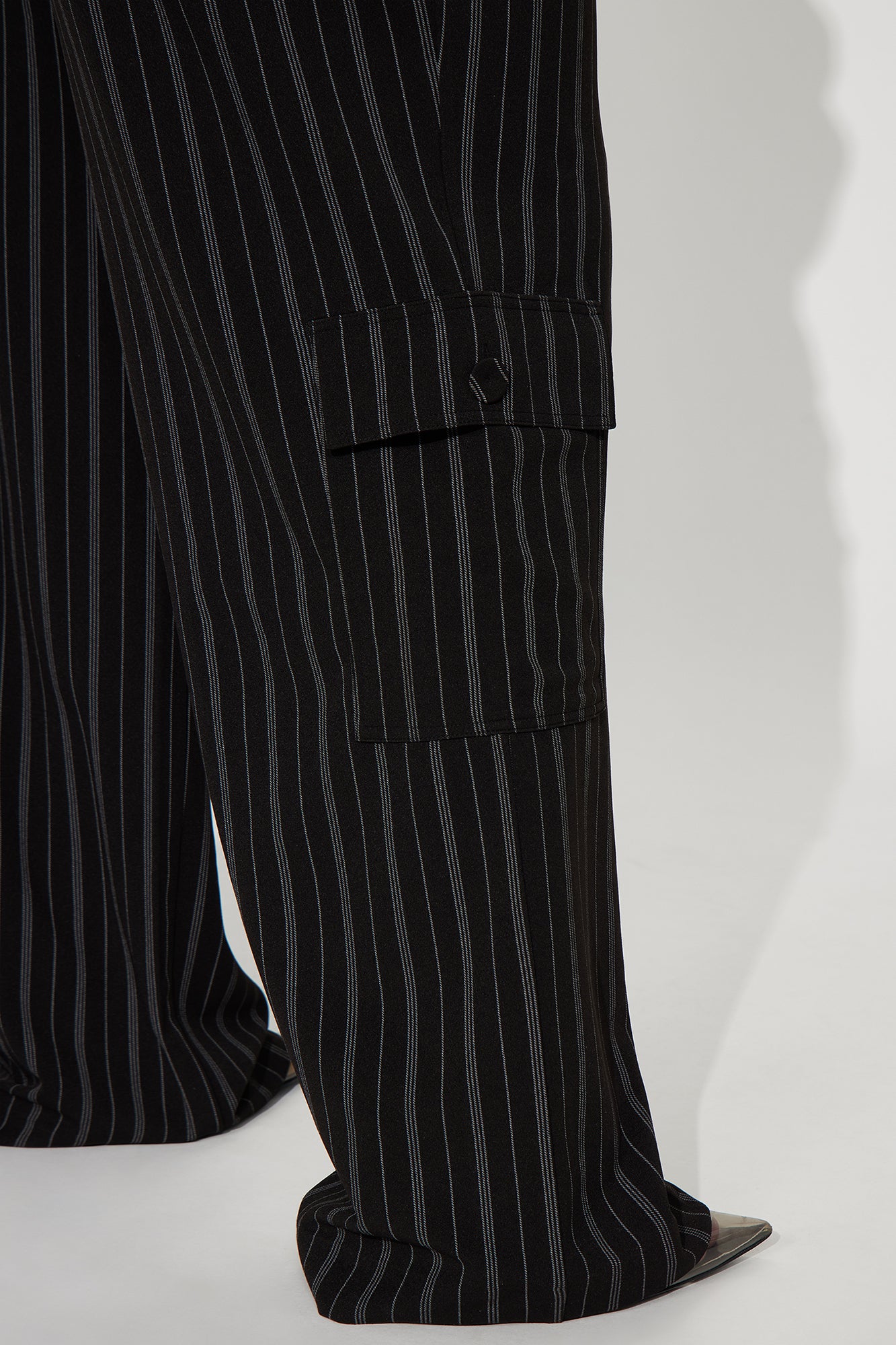 Heidy Pinstripe Vest Pant Set - Black