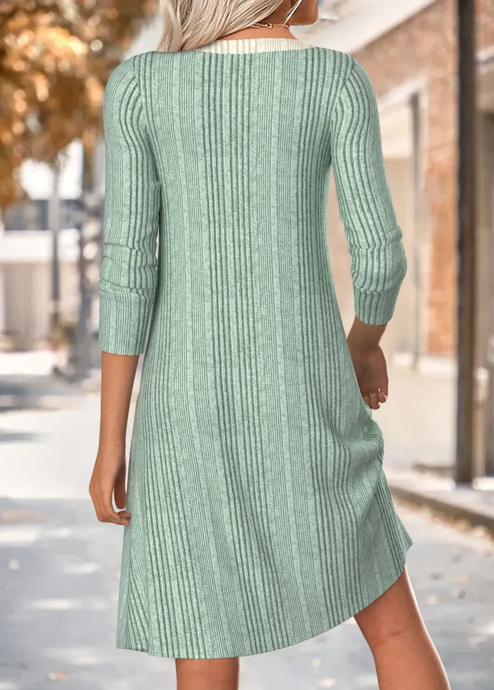 Light Green Tummy Coverage Short Long Sleeve Dress